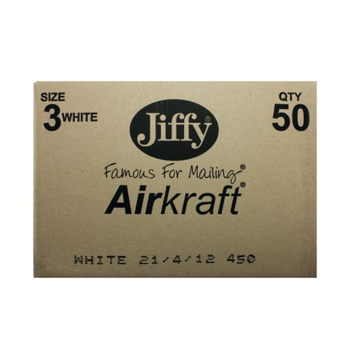 AirKraft Size 3 Bubble Lined Mailer White (Pack of 100) MAKC88006 AirKraft Size 3 Bubble Lined Mailer White (Pack of 100) MAKC88006