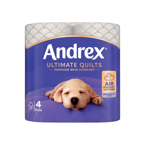 Andrex Ultimate Quilts Toilet Roll 3-Ply 115 Sheets Per Roll 6x4 (Pack of 24) 4473304 Andrex Ultimate Quilts Toilet Roll 3-Ply 115 Sheets Per Roll 6x4 (Pack of 24) 4473304