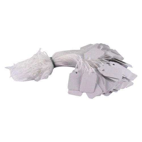 Strung Ticket 27x16mm White (1000 Pack) KF01616 Strung Ticket 27x16mm White (1000 Pack) KF01616