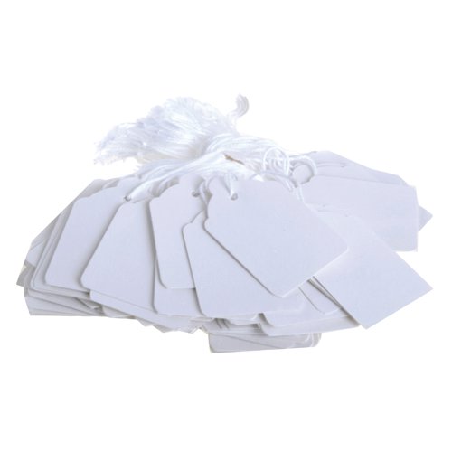 Strung Ticket 30x21mm White (1000 Pack) KF01617 Strung Ticket 30x21mm White (1000 Pack) KF01617