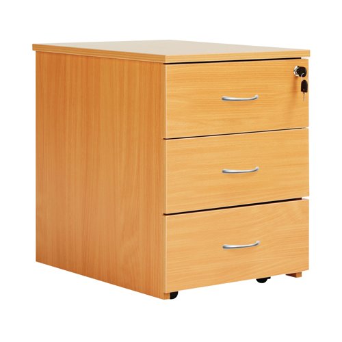 Serrion 3 Drawer Mobile Pedestal 434x580x525mm Bavarian Beech KF73518 Serrion 3 Drawer Mobile Pedestal 434x580x525mm Bavarian Beech KF73518