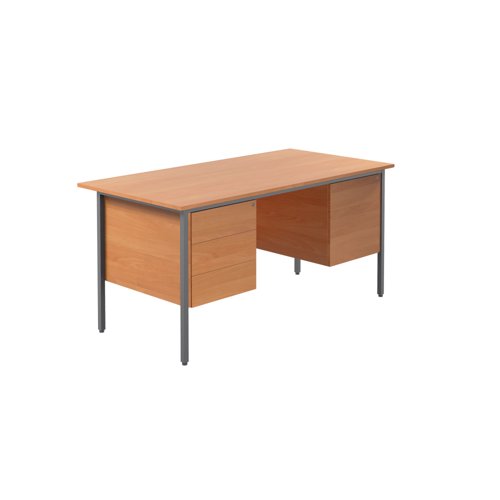 Serrion Double Pedestal 4 Leg Desk 1500x750x730mm Bavarian Beech/Black KF838379 Serrion Double Pedestal 4 Leg Desk 1500x750x730mm Bavarian Beech/Black KF838379
