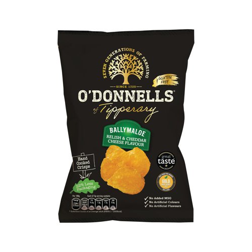 O'Donnells Ballymaloe Relish and Cheddar Cheese Flavour Crisps (Pack of 32) 932563-C O'Donnells Ballymaloe Relish and Cheddar Cheese Flavour Crisps (Pack of 32) 932563-C