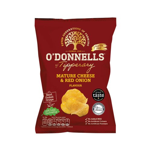 O'Donnells Mature Cheese and Red Onion Flavour Crisps (Pack of 32) 933506-C O'Donnells Mature Cheese and Red Onion Flavour Crisps (Pack of 32) 933506-C