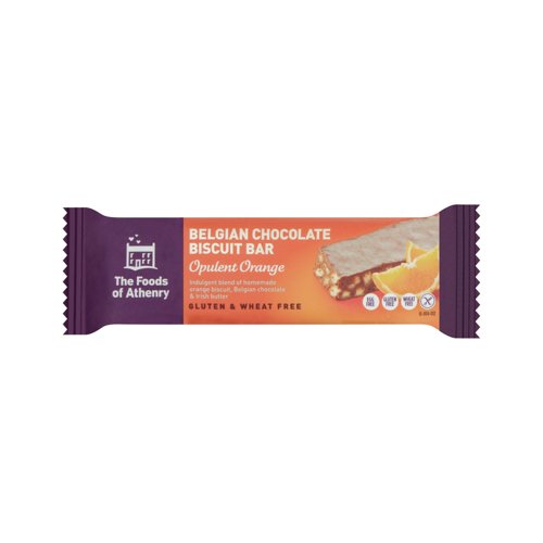 The Foods of Athenry Gluten Free Belgian Chocolate Biscuit Bar Opulent Orange (Pack of 20) 590875 The Foods of Athenry Gluten Free Belgian Chocolate Biscuit Bar Opulent Orange (Pack of 20) 590875
