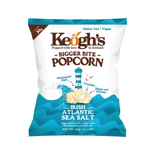 Keogh's Bigger Bite Irish Atlantic Sea Salt Popcorn (Pack of 20) 938662 Keogh's Bigger Bite Irish Atlantic Sea Salt Popcorn (Pack of 20) 938662