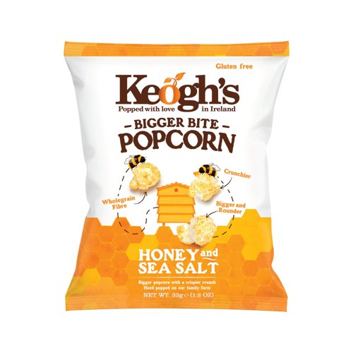 Keogh's Bigger Bite Honey and Sea Salt Popcorn Bag (Pack of 24) 756428 Keogh's Bigger Bite Honey and Sea Salt Popcorn Bag (Pack of 24) 756428