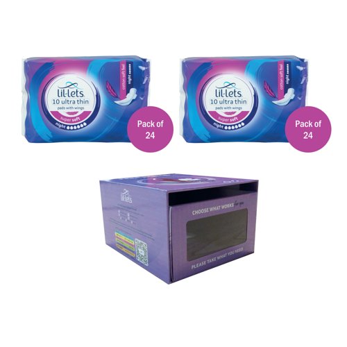 Lil-Lets Supersoft Sanitary Pads Night x10 Pack of 24 Buy 2 Get FOC Dispenser Lil-Lets Supersoft Sanitary Pads Night x10 Pack of 24 Buy 2 Get FOC Dispenser
