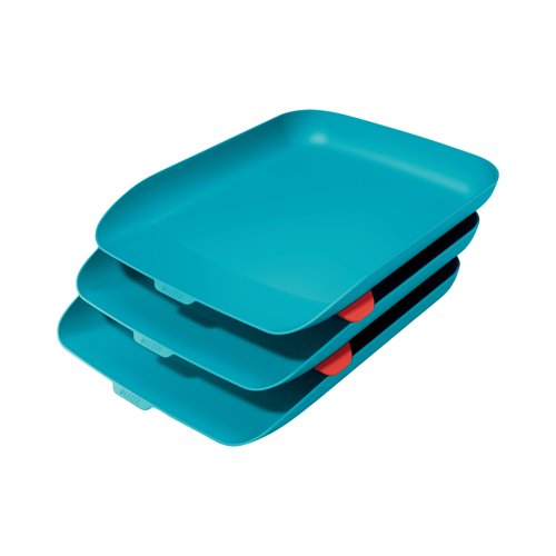 Leitz Cosy Letter Tray A4 Calm Blue (Pack of 3) 53582061 Leitz Cosy Letter Tray A4 Calm Blue (Pack of 3) 53582061