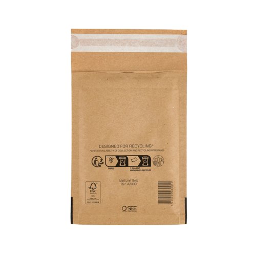 Sealed Air Bubble Lined Postal Bag Gold A000 110x160mm (Pack of 100) 103027400 Sealed Air Bubble Lined Postal Bag Gold A000 110x160mm (Pack of 100) 103027400