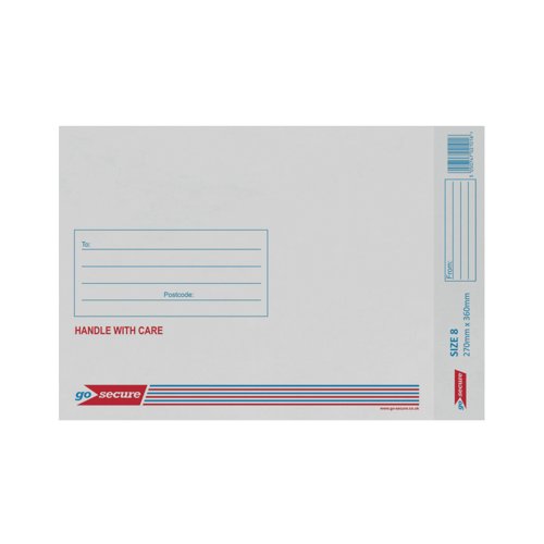 GoSecure Bubble Envelopes Size 8 White (Pack of 10) PB10149 GoSecure Bubble Envelopes Size 8 White (Pack of 10) PB10149