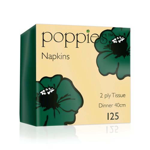 Poppies 2-Ply Tissue Dinner Napkins Forest Green 40cm (Pack of 125) 4024FG Poppies 2-Ply Tissue Dinner Napkins Forest Green 40cm (Pack of 125) 4024FG