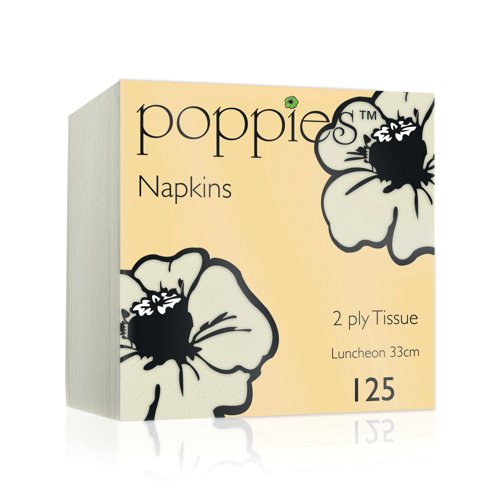 Poppies 2-Ply Tissue Napkins Luncheon Champagne 33cm (Pack of 125) 3324CP Poppies 2-Ply Tissue Napkins Luncheon Champagne 33cm (Pack of 125) 3324CP