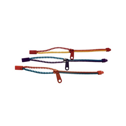 Zip Fidget Bracelet Assorted 200x8x8mm (Pack of 3) ZIP3 Zip Fidget Bracelet Assorted 200x8x8mm (Pack of 3) ZIP3