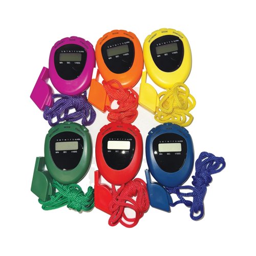 Stopwatch and Whistle Set Assorted (Pack of 6) FB-07410-SET Stopwatch and Whistle Set Assorted (Pack of 6) FB-07410-SET