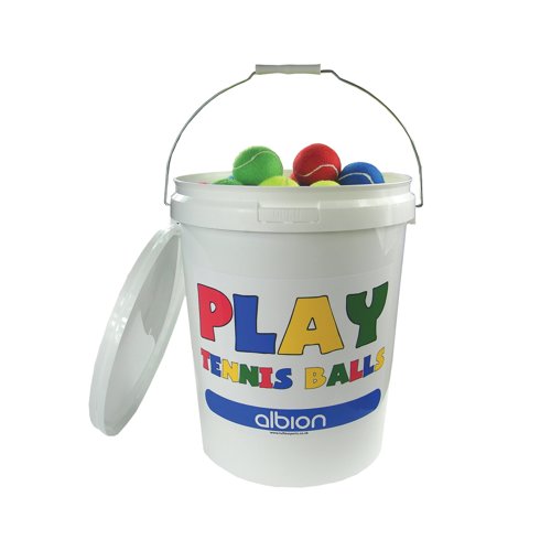 Albion Play Tennis Balls in Plastic Bucket (Pack of 96) PE-14103-COLK Albion Play Tennis Balls in Plastic Bucket (Pack of 96) PE-14103-COLK