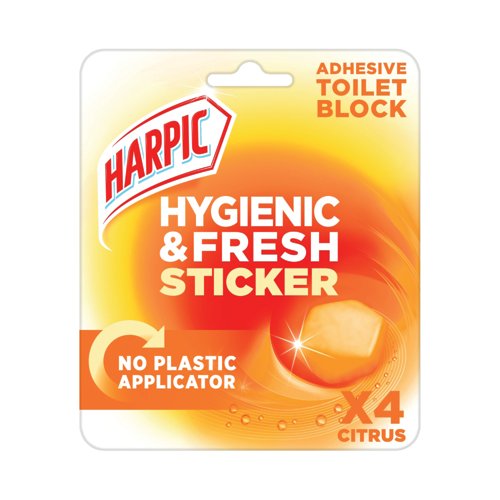 Harpic Hygienic Fresh Sticker Adhesive Toilet Block Citrus (Pack of 6) 3275286 Harpic Hygienic Fresh Sticker Adhesive Toilet Block Citrus (Pack of 6) 3275286