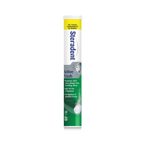 Steradent Active Fresh Denture Cleaning Tablets x30 Eucalyptus/Menthol Fresh (Pack of 12) 3008543 Steradent Active Fresh Denture Cleaning Tablets x30 Eucalyptus/Menthol Fresh (Pack of 12) 3008543