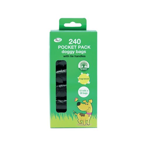 Tidyz Pocket Pack Fragranced Doggy Bag with Tie Handles (Pack of 12) 548612 Tidyz Pocket Pack Fragranced Doggy Bag with Tie Handles (Pack of 12) 548612