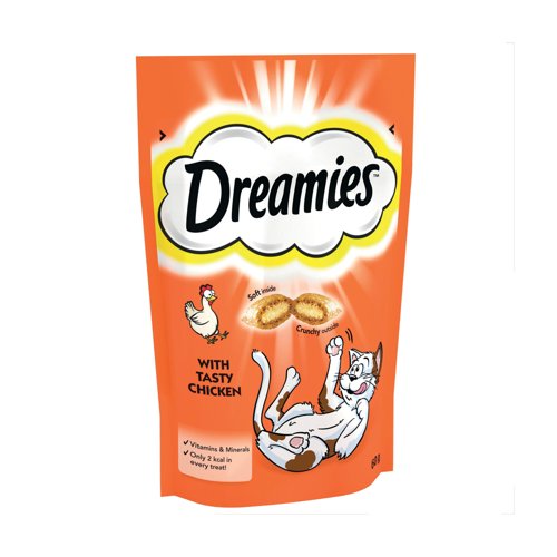 Dreamies Cat Treats Chicken 60g Pouch (Pack of 8) 994922 Dreamies Cat Treats Chicken 60g Pouch (Pack of 8) 994922
