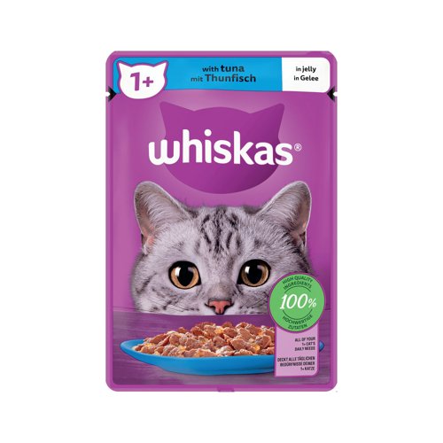 Whiskas 1+ Cat Food Tuna In Jelly 85g Pouch (Pack of 28) 505406 Whiskas 1+ Cat Food Tuna In Jelly 85g Pouch (Pack of 28) 505406