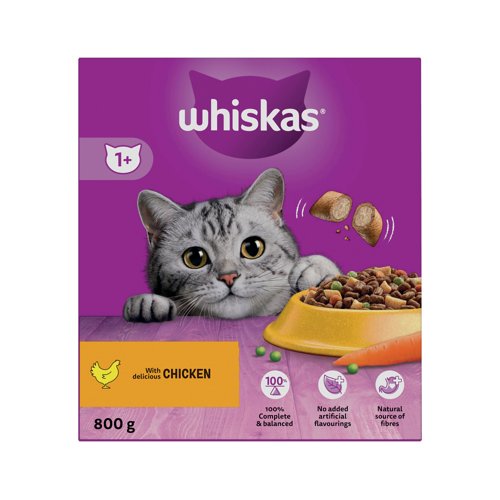 Whiskas 1+ Cat Complete Dry with Chicken 800g (Pack of 5) 481359 Whiskas 1+ Cat Complete Dry with Chicken 800g (Pack of 5) 481359