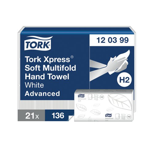 Tork Xpress Large Multifold Hand Towels (Pack of 2856) 120399 Tork Xpress Large Multifold Hand Towels (Pack of 2856) 120399