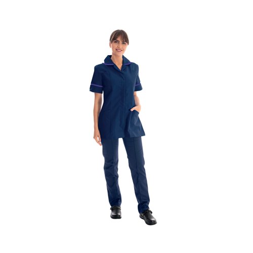 Work in Style Female Nursing Tunic Navy with Purple Trim 40 Inch DVDTR/NAV/PUR/40 Work in Style Female Nursing Tunic Navy with Purple Trim 40 Inch DVDTR/NAV/PUR/40