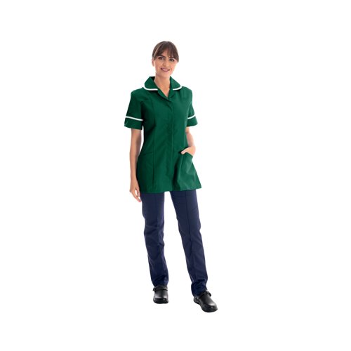 Work in Style Female Nursing Tunic Bottle Green with White Trim 36 Inch DVDTR/BOT/WHT/36 Work in Style Female Nursing Tunic Bottle Green with White Trim 36 Inch DVDTR/BOT/WHT/36