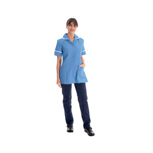 Work in Style Female Nursing Tunic Hospital Blue with White Trim 34 Inch DVDTR/HOS/WHT/34 Work in Style Female Nursing Tunic Hospital Blue with White Trim 34 Inch DVDTR/HOS/WHT/34