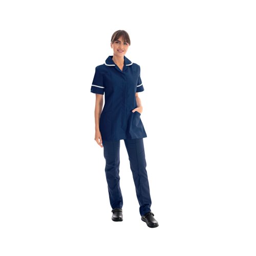 Work in Style Female Nursing Tunic Navy with White Trim 52 Inch DVDTR/NAV/WHT/52 Work in Style Female Nursing Tunic Navy with White Trim 52 Inch DVDTR/NAV/WHT/52