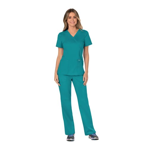 Cherokee WW610 Revolution Mock Wrap Top Teal Blue 2XL CHWW610/TEAL/2XL Cherokee WW610 Revolution Mock Wrap Top Teal Blue 2XL CHWW610/TEAL/2XL