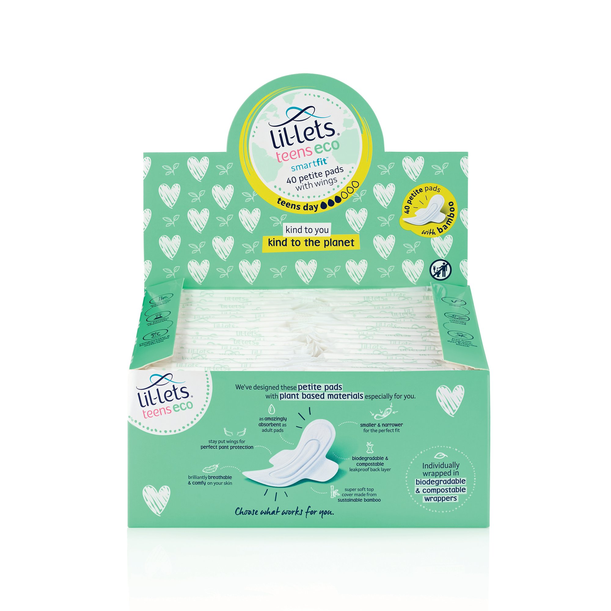 LIL-LETS TEEN ECO SANI PAD WNGS PK40