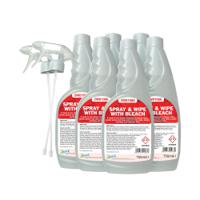 2Work Spray And Wipe With Bleach 750ml (6 Pack) 2W07245