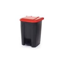 PEDAL BIN WITH LID 50L GREY/RED