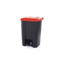 PEDAL BIN WITH LID 80L GREY/RED