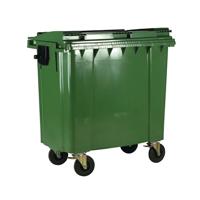 2WORK WHEELIE BIN 1100L W/LCK LD GRN