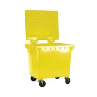 2WORK WHEELIE BIN 1100L W/FLT LD YLW
