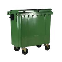 2WORK WHEELIE BIN 660L W/LCK LD GRN