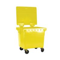2WORK WHEELIE BIN 660L W/LCK LD YLW