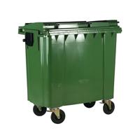 2WORK WHEELIE BIN 770L W/LCK LD GRN