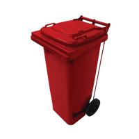 2WORK WHEELIE BIN REF 120L PEDAL RED
