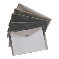 5 Star Office Envelope Stud Wallet Polypropylene A4 Translucent Smoke (Pack of 5)