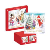 SQUARE SNOWMAN CARDS X10 PK24