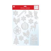 FLOCK WINDOW XMAS STICKERS WHT PK24