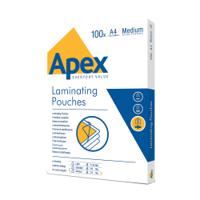 Fellowes Apex A4 Medium Laminating Pouches Clear (Pack of 100) 6003501