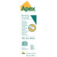 Fellowes Apex Plastic Binding Combs 10mm White (Pack of 100) 6200401