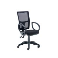 LUMO MESH CHAIR FIXED ARMS BLACK