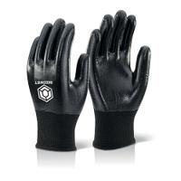 Beeswift Nitrile Fully Coated Polyester Gloves Black XL Header Card