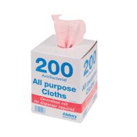 ANTIBACTERIAL CLOTHS ROLL RED PK200